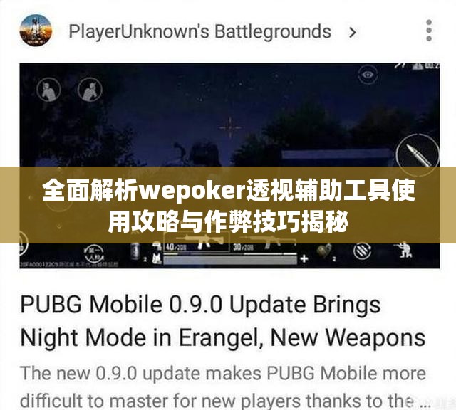 全面解析wepoker透视辅助工具使用攻略与作弊技巧揭秘